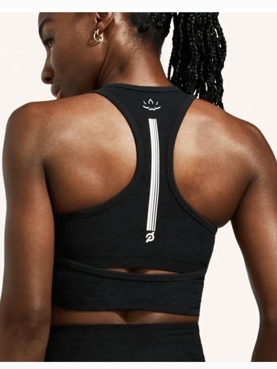 Beyond Yoga Tops - Beyond Yoga x Peloton  Slip Open Crop Tank Top Black & White Spacedye Size XL